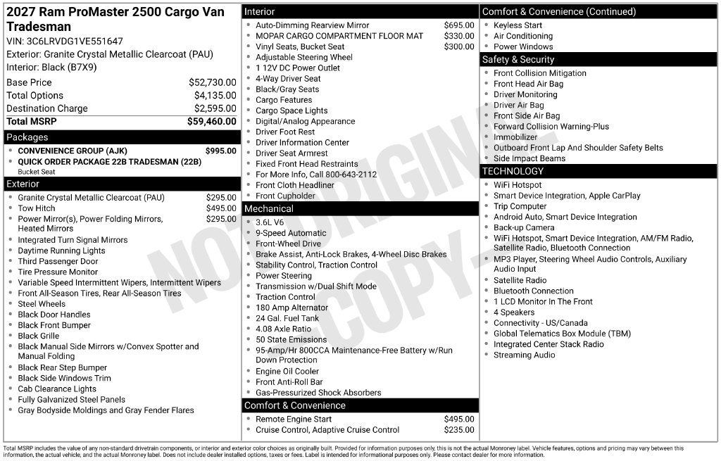 New 2027 Granite Crystal Metallic Clearcoat RAM High Roof image 3
