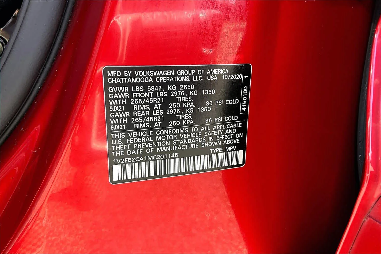 Certified Used 2021 Aurora Red Metallic Volkswagen 3.6L V6 SEL Premium R-Line image 34