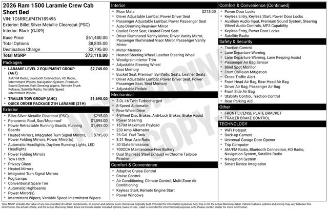 New 2026 Billet Silver Metallic Clear-Coat Exterior Paint RAM Laramie image 33
