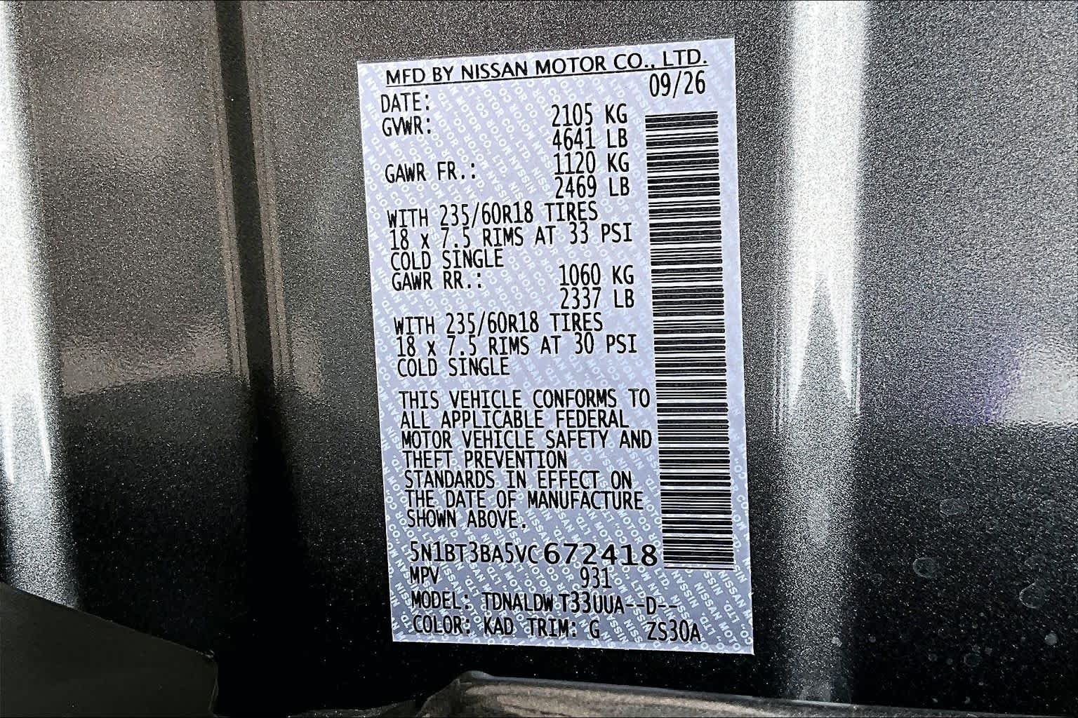 New 2027 Gun Metallic Nissan SV image 18