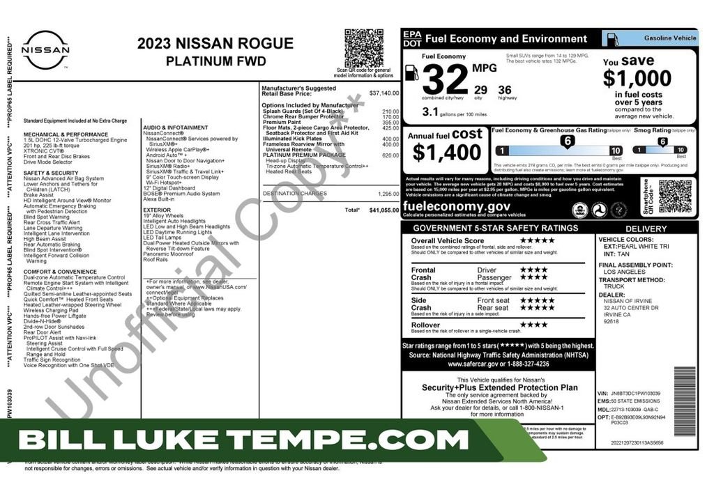 Used 2023 Pearl White Nissan Platinum image 1