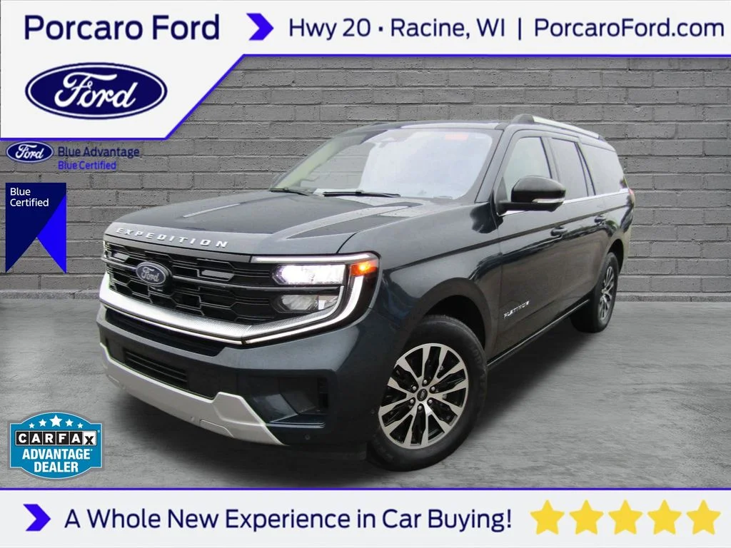 Certified Used 2025 Stone Blue Metallic Ford Platinum image 1