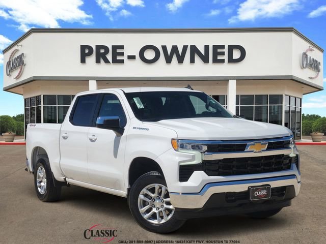 Summit White 2023 Chevrolet Silverado 1500 LT Crew Cab 4WD Pickup Truck Four-Wheel Drive