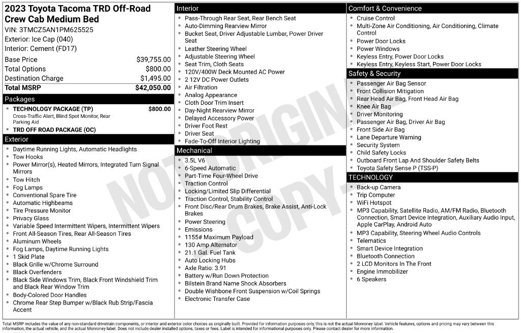 Used 2023 White Toyota TRD Off-Road image 7
