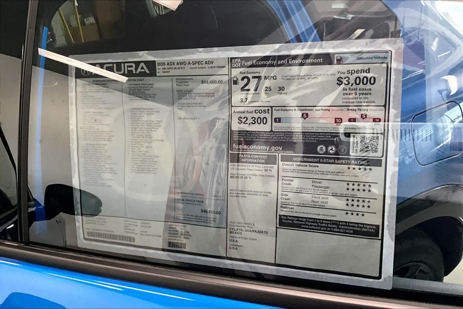 New 2026 Double Apex Blue Pearl II Acura w/A-Spec Advance Package image 22