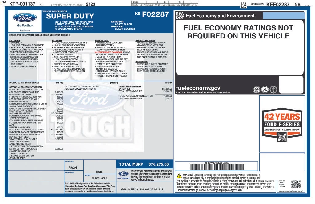 Used 2019 Ford F-350 Super Duty Lariat with VIN 1FT8W3DT5KEF02287 for sale in Elk River, Minnesota