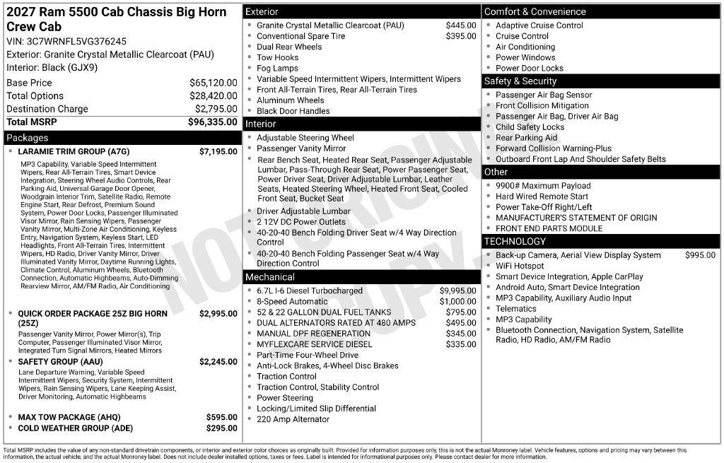 New 2027 Granite Crystal Metallic Clear-Coat Paint RAM  image 4