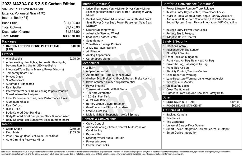 Used 2023 Gray Mazda 2.5 S Carbon Edition image 2