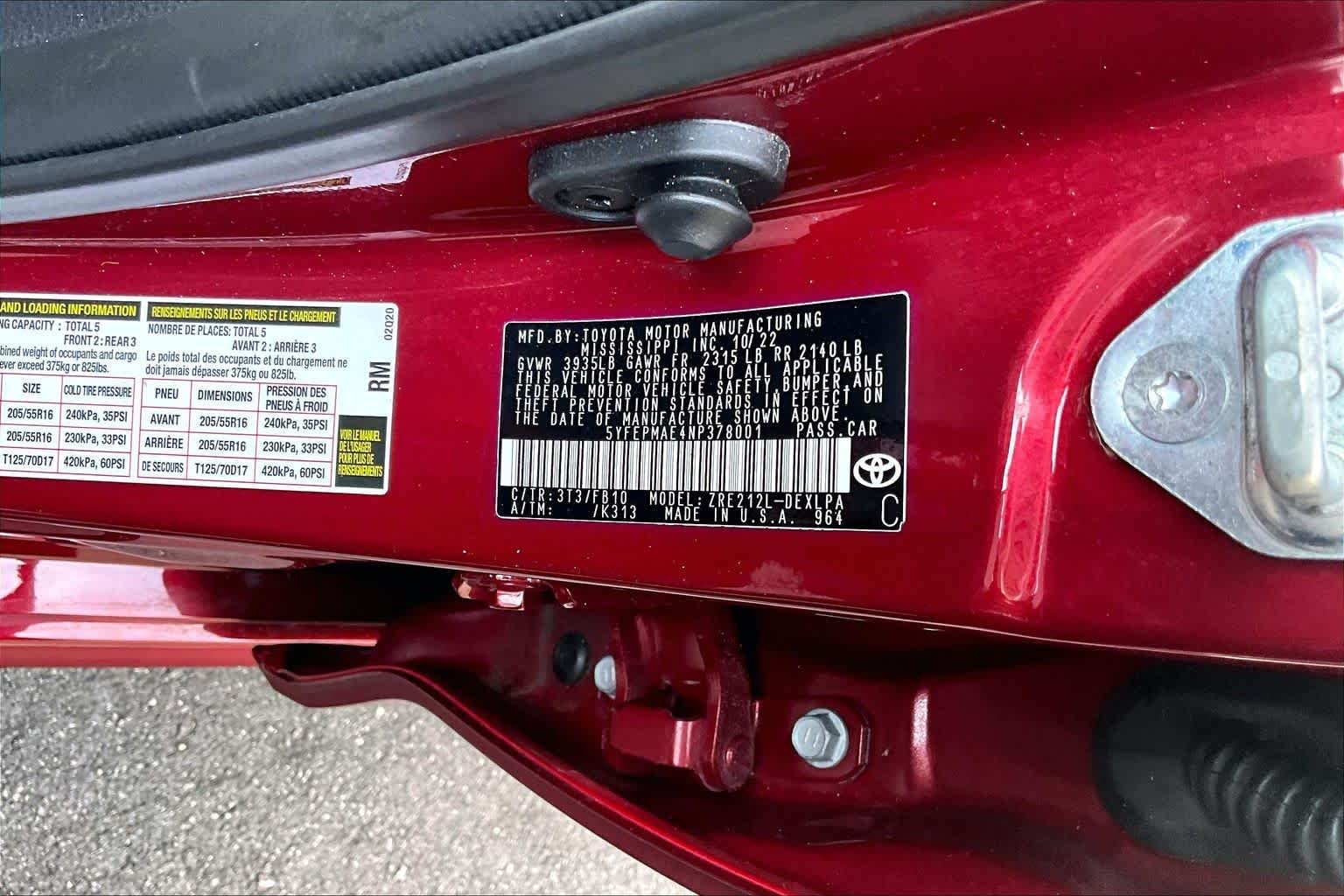 Used 2022 Ruby Flare Pearl Toyota LE image 34