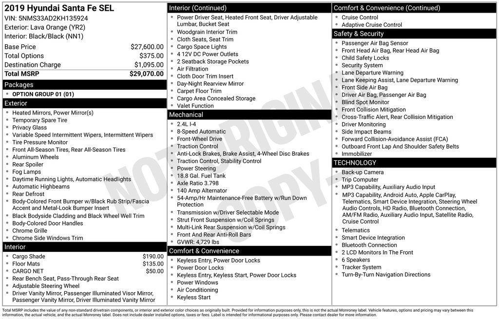 Certified Used 2019 Orange Hyundai SEL image 3