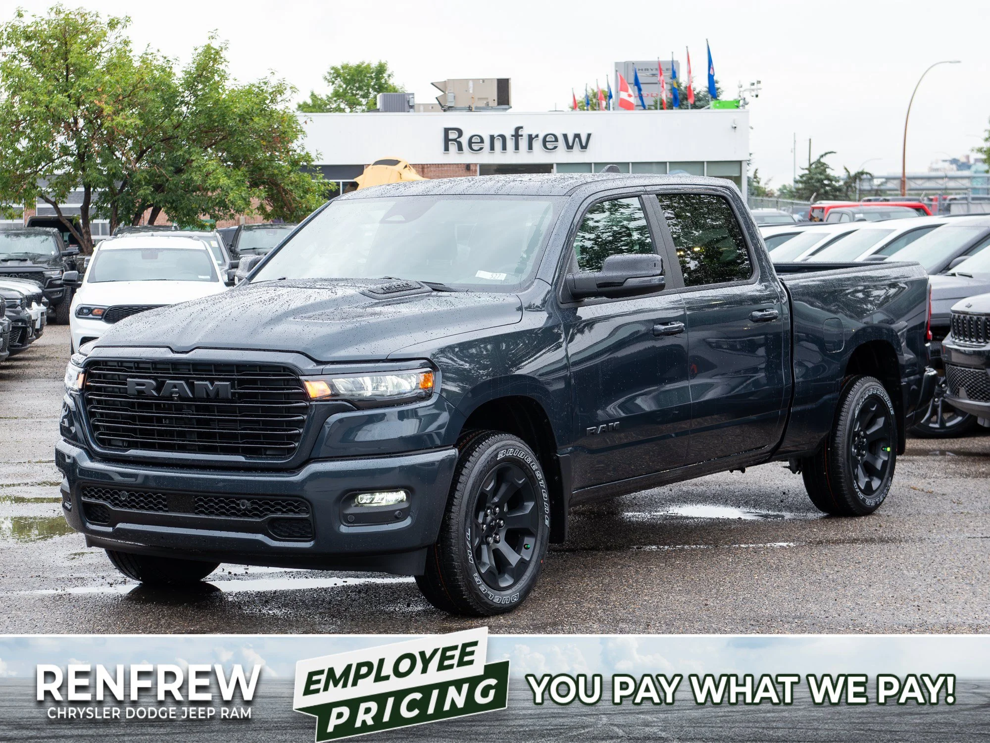 New 2026 Blue RAM Sport* Crew Cab 4x4, Panoramic Sunroof, Heated Seats/Wheel, Nav image 1