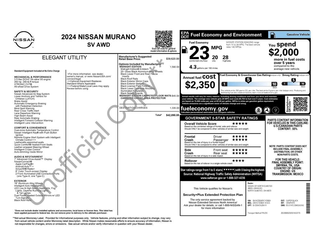 Certified Used 2024 Super Black Nissan SV image 2
