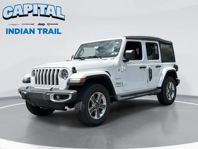 Used 2021 White Jeep Unlimited Sahara image 1