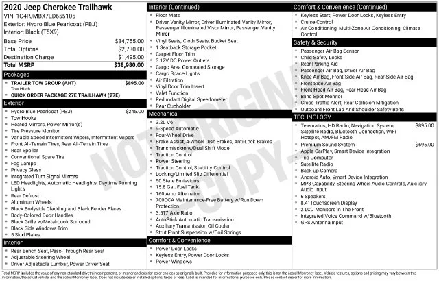 Used 2020 Hydro Blue Pearlcoat Jeep Trailhawk image 2