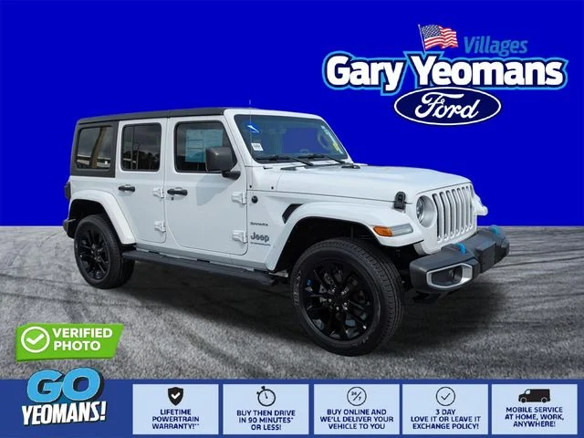 Certified Used 2023 Bright White Clearcoat Jeep Sahara 4xe image 1