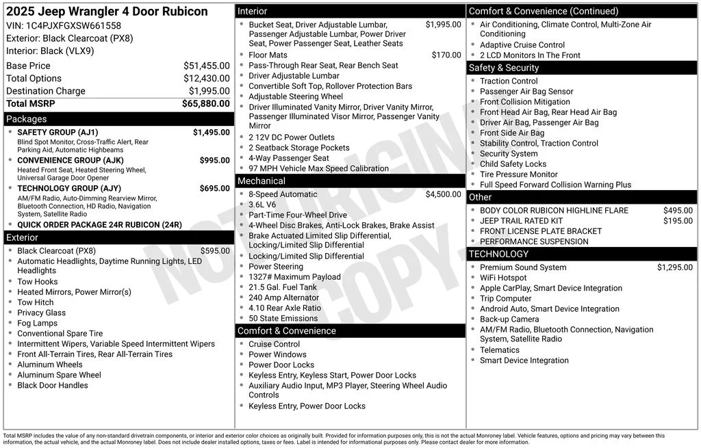 New 2025 Black Clear-Coat Exterior Paint Jeep Rubicon image 6