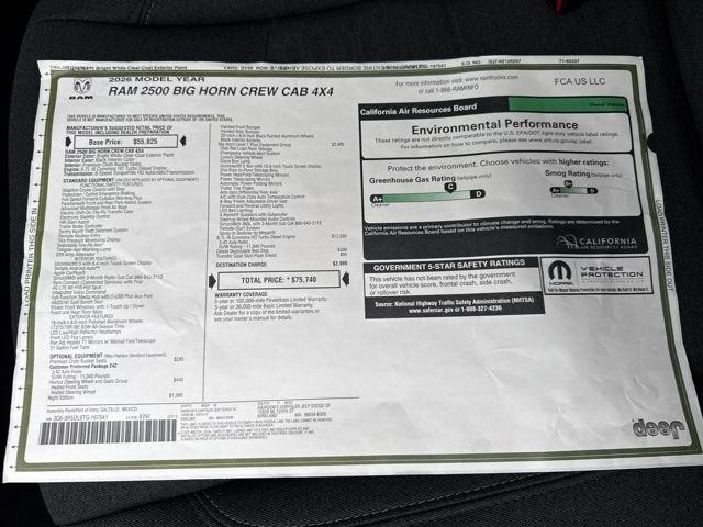 New 2026 Bright White Clear-Coat Exterior Paint RAM Big Horn image 30