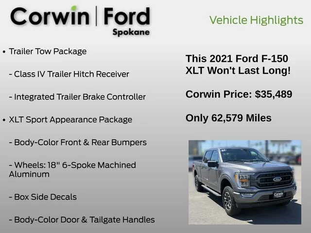 Certified Used 2021 Carbonized Gray Metallic Ford XLT image 7