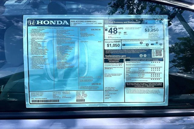 New 2026 Urban Gray Pearl Honda EX-L Hybrid image 25