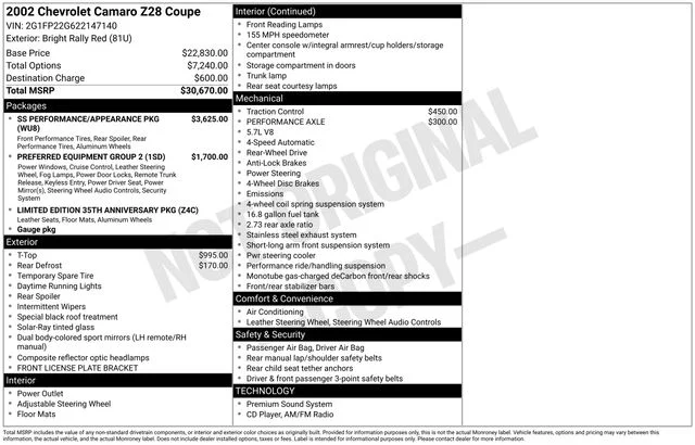 Used 2002 Bright Rally Red Chevrolet Z28 image 35