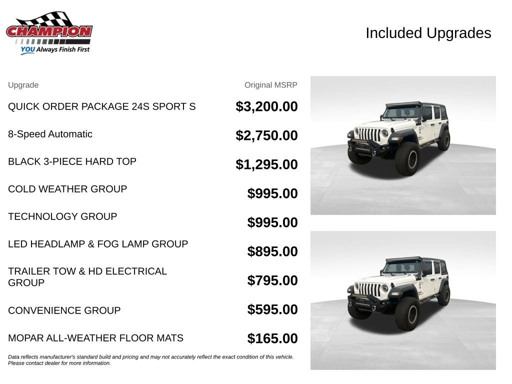 Used 2020 White Jeep Unlimited Sport S image 7