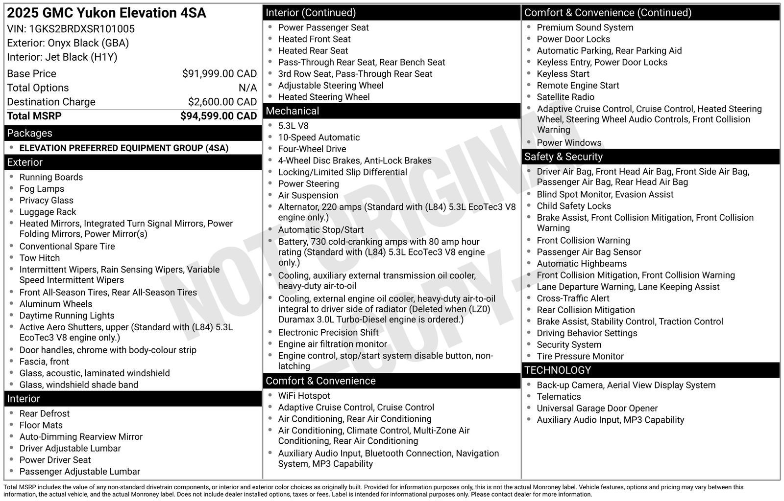 Used 2025 GMC Yukon ELEVATION with VIN 1GKS2BRDXSR101005 for sale in Baxter, Minnesota