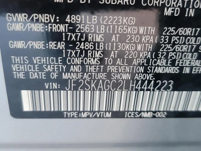 Certified Used 2020 Silver Subaru Premium image 34