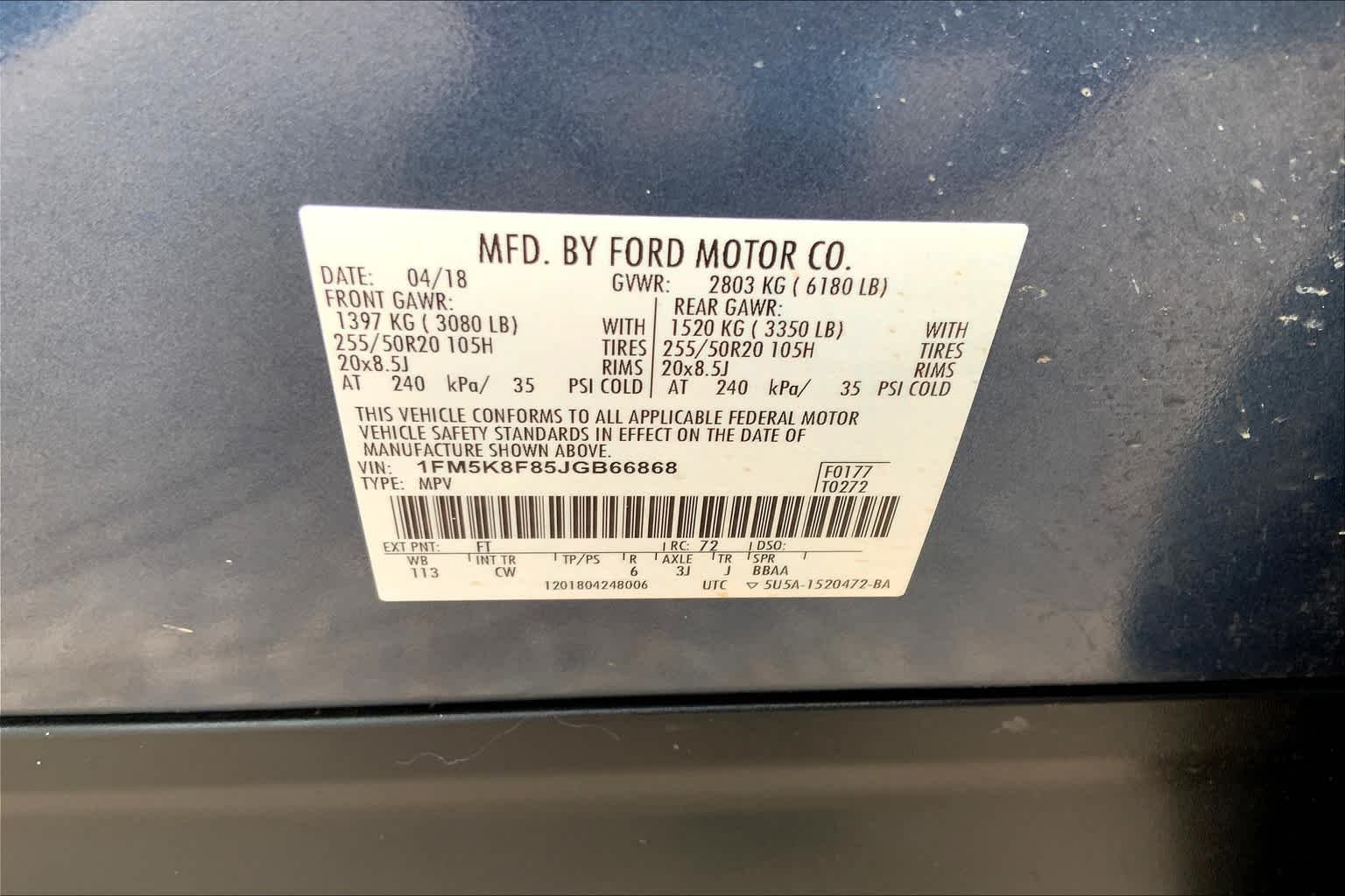 Used 2018 Blue Metallic Ford Limited image 37