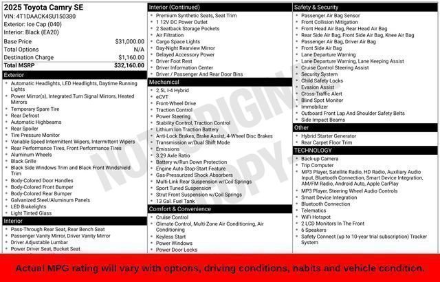 Used 2025 Ice Toyota SE image 56