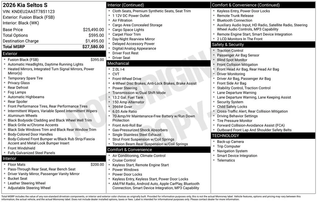 Used 2026 Black Kia S image 5
