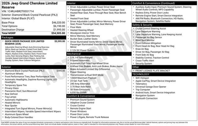 New 2026 Diamond Black Crystal Pearl-Coat Exterior Paint Jeep Limited Reserve image 29