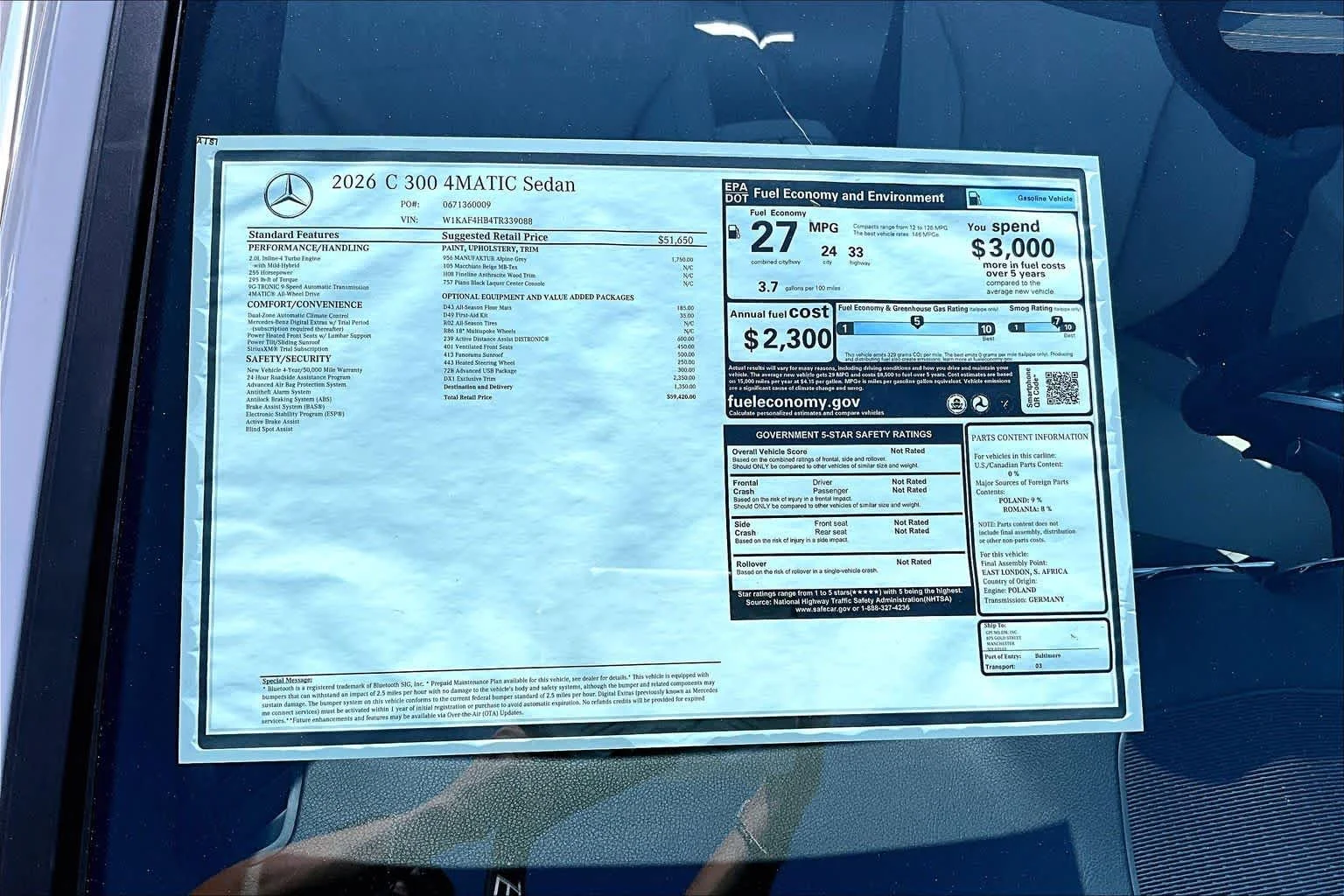 New 2026 MANUFAKTUR Alpine Grey Mercedes-Benz C 300 image 19
