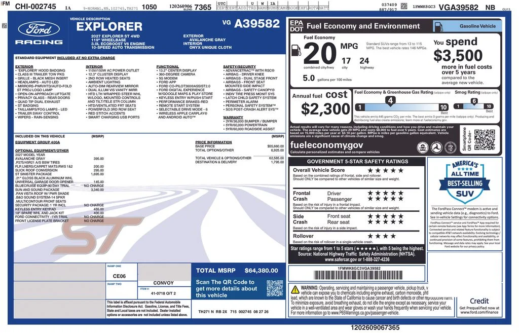 New 2027 Avalanche Gray Ford ST image 4