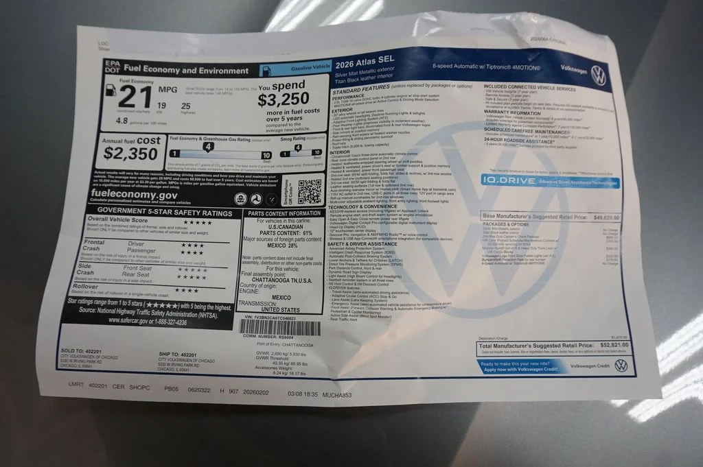 New 2026 Silver Mist Volkswagen 2.0T SEL image 41