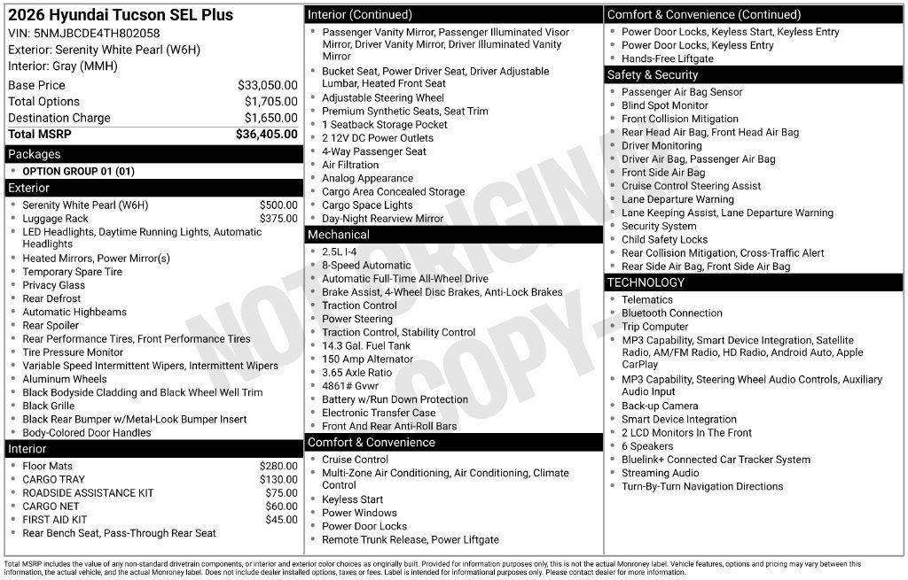 New 2026 White Hyundai SEL Plus image 6