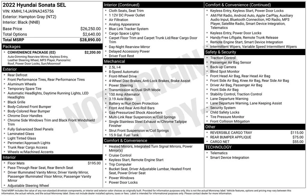 Used 2022 Gray Hyundai SEL image 16
