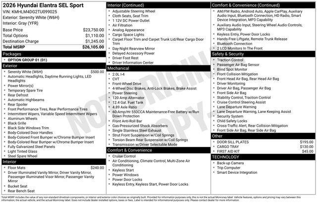 New 2026 White Hyundai SEL Sport image 24