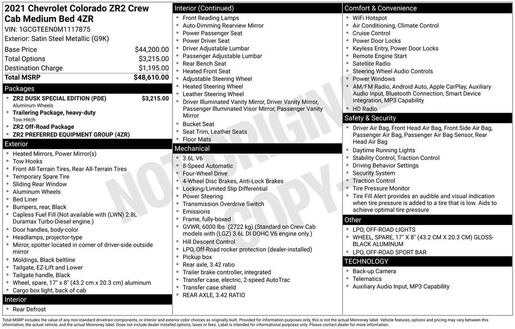 Used 2021 SATIN STEEL METALLIC Chevrolet 4WD ZR2 image 6
