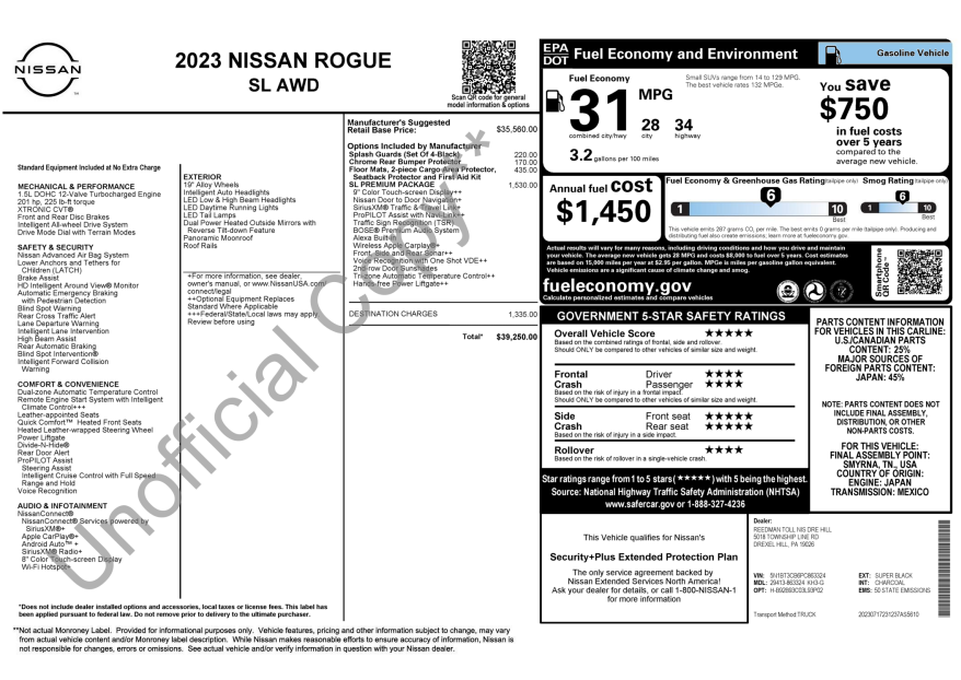 Used 2023 Black Nissan SL image 3