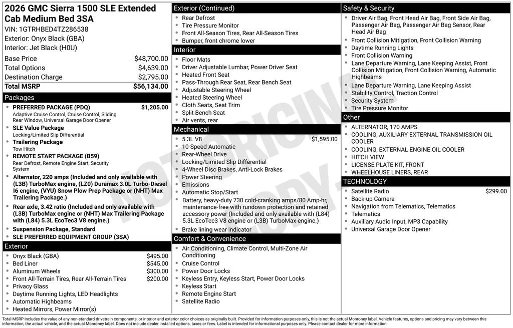 New 2026 Onyx Black GMC SLE image 45