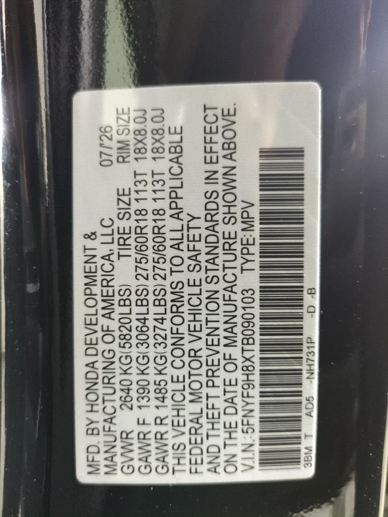 Certified Used 2026 Crystal Black Pearl Honda TrailSport Elite Blackout image 34