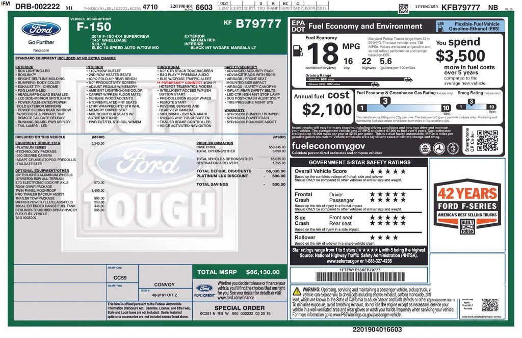 Used 2019 Red Ford Platinum image 2