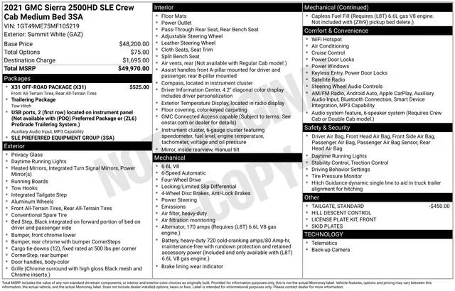 Used 2021 SUMMIT WHITE GMC SLE image 7