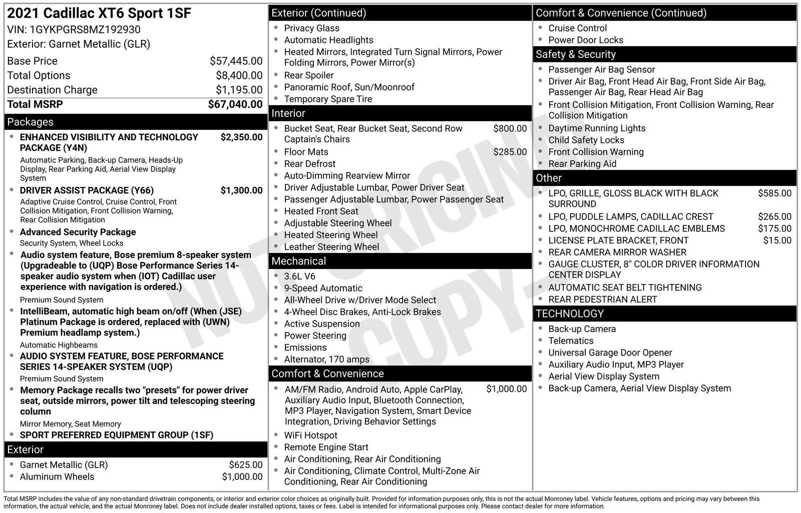 Used 2021 Cadillac XT6 Sport with VIN 1GYKPGRS8MZ192930 for sale in Brainerd, Minnesota