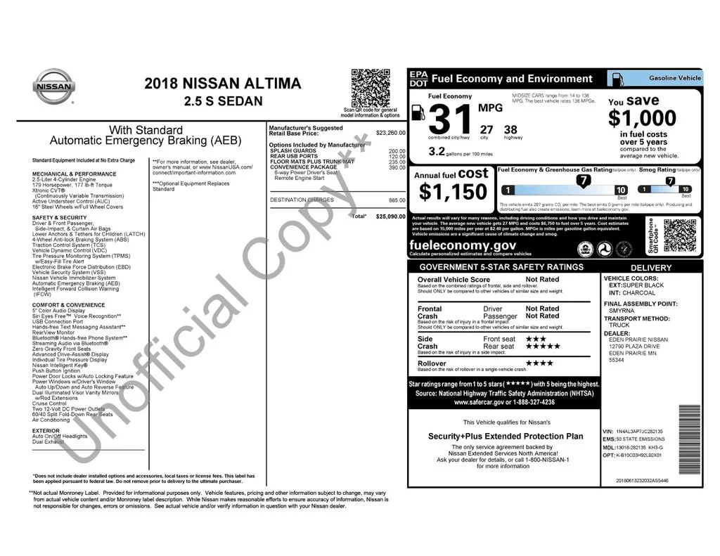 Used 2018 Black Nissan 2.5 S image 2