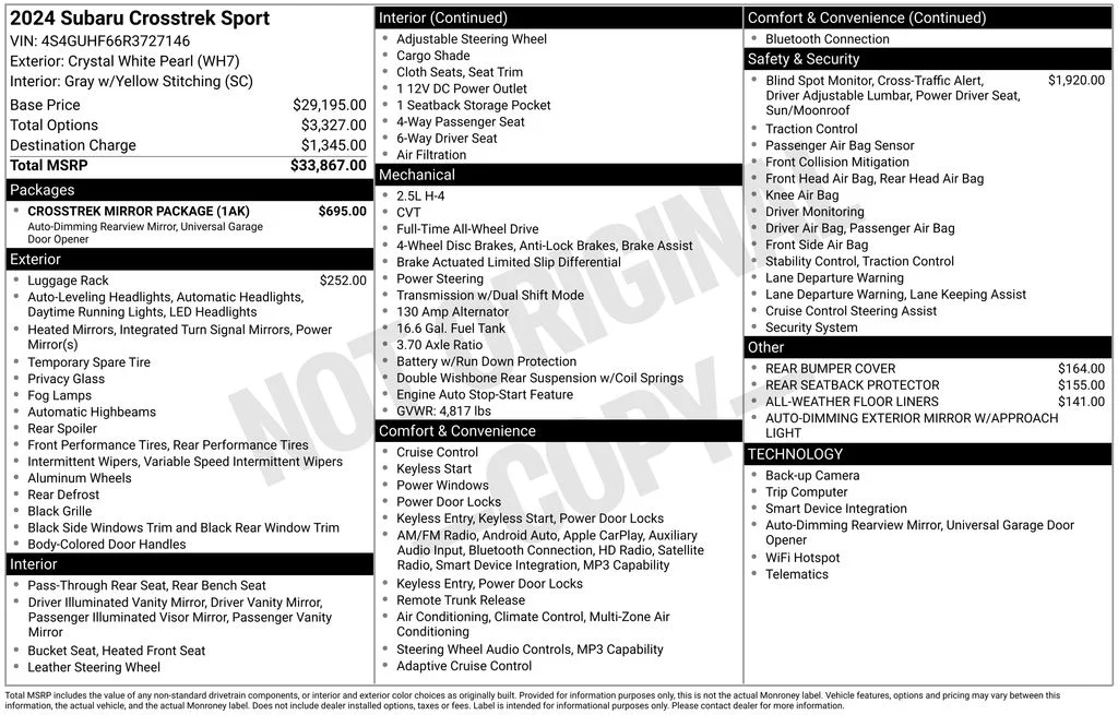 Used 2024 White Subaru Sport image 6