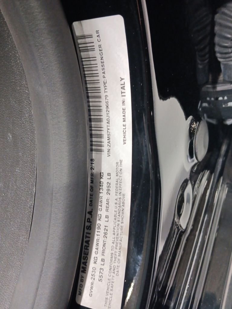 Certified Used 2018 Black Maserati  image 10