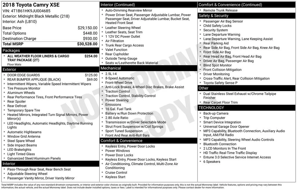 Used 2018 Black Toyota XSE image 10