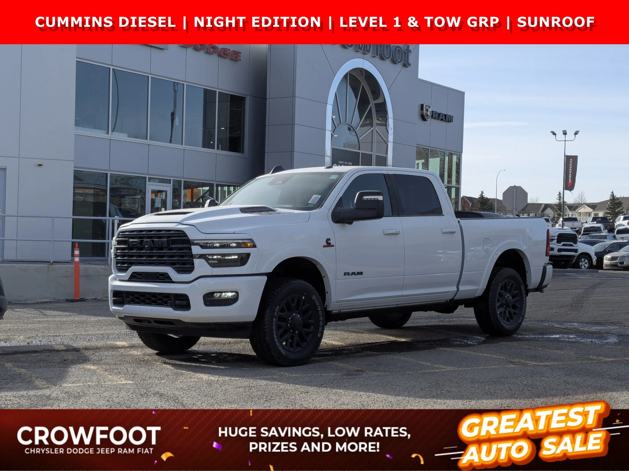 New 2026 White RAM Limited - - Night Edition - Level 1 Grp - Power Sunroof - 5th Wheel/Gooseneck Prep & More! image 1
