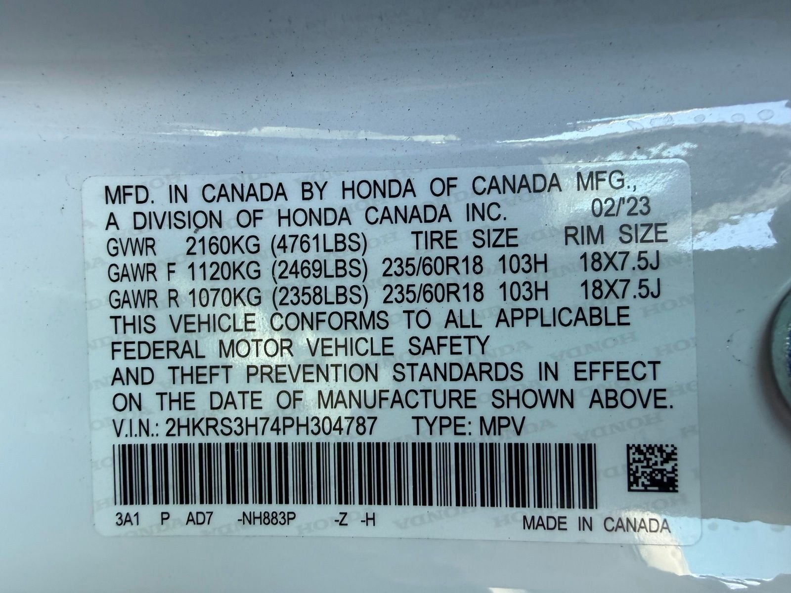 Certified Used 2023 Platinum White Pearl Honda 1.5T 2WD EX-L BD image 47